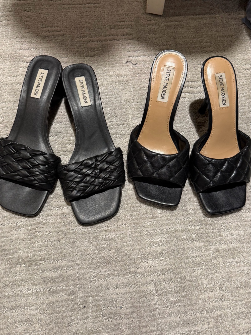 Steve Madden Black Braided and Quilted Slide Mule Duo - Women's